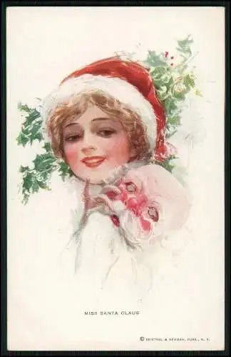 AK Künstler Postkarte Christy, F. Earl, Miss Santa Claus Mädchen Maske 1912