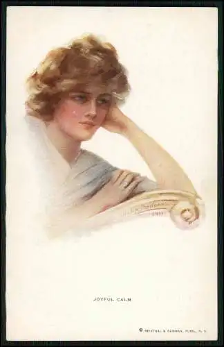 AK Künstler Postkarte Boileau, Philip, Joyful calm, Frauenportrait 1912