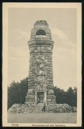 AK Porta Westfalica Minden Bismarckturm auf d. Jakobsberg 1918 Feldpost gelaufen