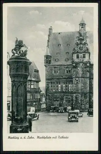 AK Marburg an der Lahn Marktplatz mit Rathaus um 1930