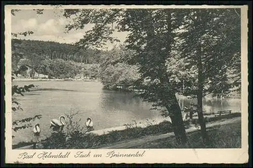 AK Helmstedt Teich im Brunnental Landpoststempel Räbke 1940 gelaufen Feldpost