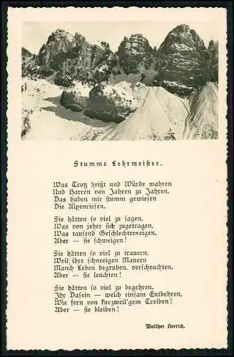 AK Gedicht Stumme Lehrmeister Walther Herrich gel. 1939