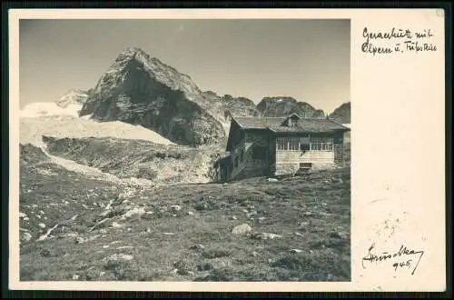 Foto AK Geraer Hütte Tirol, Olperer und Fußstein, Schutzhütte 1939 gelaufen