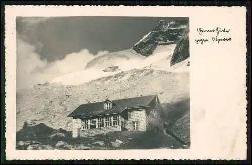 Foto AK Geraer Hütte Tirol, Olperer und Fußstein, Schutzhütte 1939 gelaufen