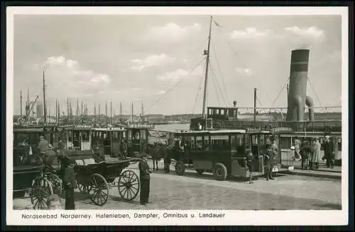 Foto AK Norderney in Ostfriesland, Hafenleben, Dampfer, Omnibus, Landauer Cekade