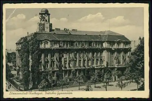 AK Lodz Lodsch Litzmannstadt Polen, Warthegau, Deutsches Gymnasium 1942 gelaufen