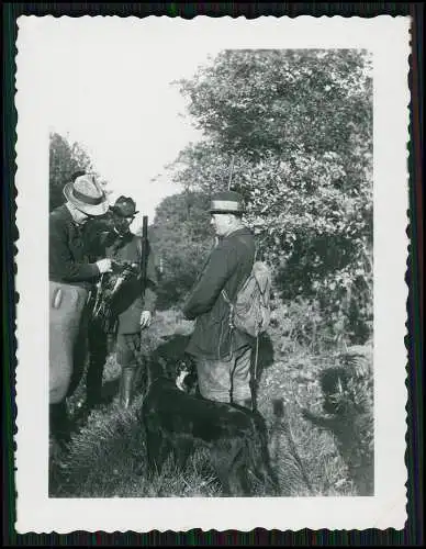 3x Foto 3 Jäger mit Jagdhund Jagdflinte Rucksack auf der Jagd