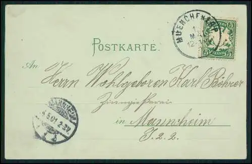 AK Gruß aus München Frauenkirche Mondschein Silber Ansichtskarte 1901 gelaufen