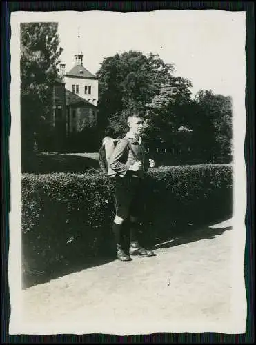 3x Foto Junge kurze Hose Tornister Affe Rucksack Bückeburg Minden Porta Weser