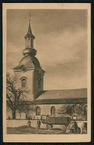 AK 1. WK Dorf mit Kirche Ostfront 1918 Feldpost gelaufen viel Info Rückseite