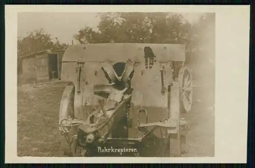 Foto AK 1. WK Deutsches Geschütz in Flandern Belgien Rohrkrepierer Pak Flak 1916