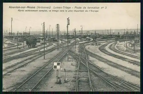 AK 1. WK Mohon Morbihan Frankreich, Blick auf Bahnhof Gleisanlagen Waggons 1915