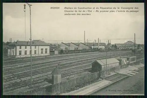 AK 1. WK Mohon Morbihan Frankreich, Blick auf Bahnhof Gleisanlagen Fabrik 1915