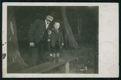 Foto AK Opa mit Enkel kleiner Knabe 1909 gelaufen Mühlheim am Rhein Müllem Köln
