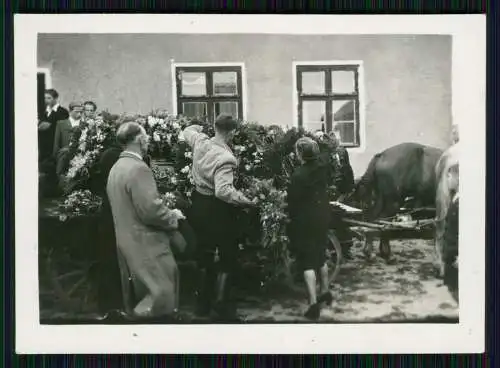 9x Foto Begräbnis Blumenschmuck Pferde ziehen den Wagen Trauermarsch 1935-38
