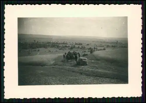 7x Foto Soldaten Wehrmacht Ostfront Vormarsch Brücke Dörfer Quartier bei Bauern