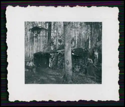 5x Foto Soldaten Wehrmacht Bau Knüppeldamm Holzhäuser Bunker Ostfront 1942