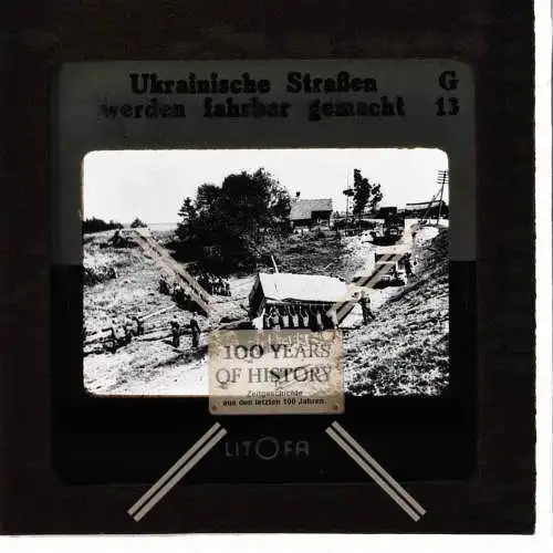 Orig. Dia 5x5cm Litofa Ukraine Straßen 