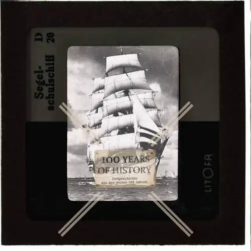 Orig. Dia 5x5cm Litofa Segel Schulschiff Segelschiff