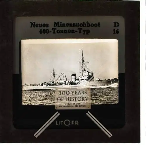 Orig. Dia 5x5cm Litofa Minensuchboot 