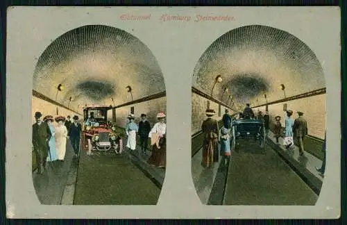 AK Hamburg Steinwerder, Elbtunnel von Innen Auto Kutsche 1912 gelaufen