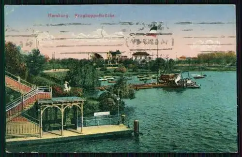 AK Hamburg Nord Winterhude, Blick auf Krugkoppelbrücke 1924 gelaufen