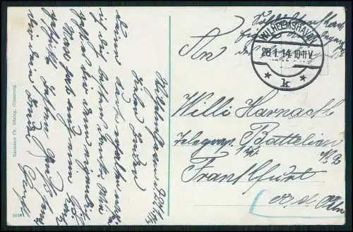 AK Wilhelmshaven, Partie an der Königstraße, Straßenbahn 1914 Feldpost gelaufen