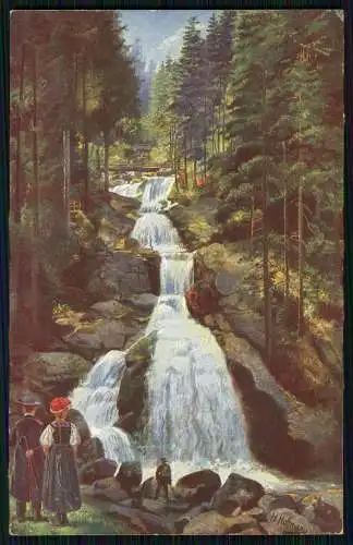 AK Künstler Hoffmann Triberg Schwarzwald Wasserfall 1928 gel eigenartige Schrift