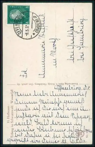 AK Künstler Hoffmann Triberg Schwarzwald Wasserfall 1928 gel eigenartige Schrift