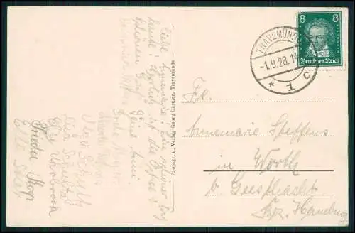 2x AK Ostseebad Travemünde Strandpavillon und städtischer Kursaal 1928 gelaufen