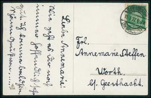 AK Künstler Wassermühle in Betrieb Frühling Baumblüte 1927 Geesthacht gelaufen