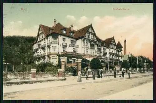 AK Kiel in Schleswig Holstein, Kruppsche Seebadeanstalt 1908 gelaufen