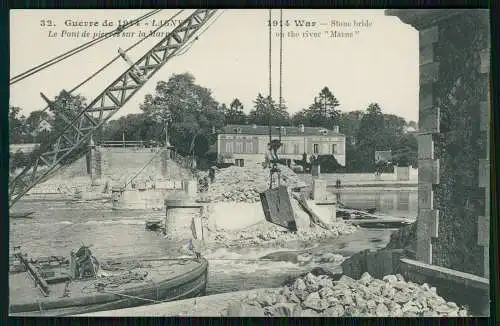 Lagny Thorigny Seine et Marne. Die Eiserne Brücke, Zerstörte Brücke, Ruinen