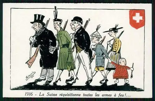 AK 1. WK 1916 - La Suisse réquisitionne toutes les armes à feu!... Schweiz