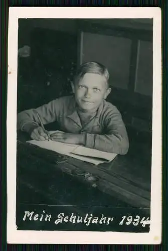 3x Foto Mädchen Junge auf Schulbank in der Klasse mein Schuljahr 1934