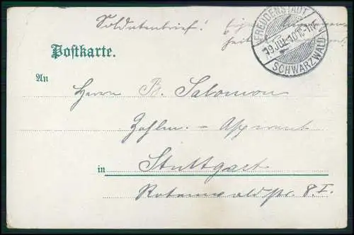 AK Freudenstadt im Nordschwarzwald Sankenbach Wasserfall 1910 gelaufen