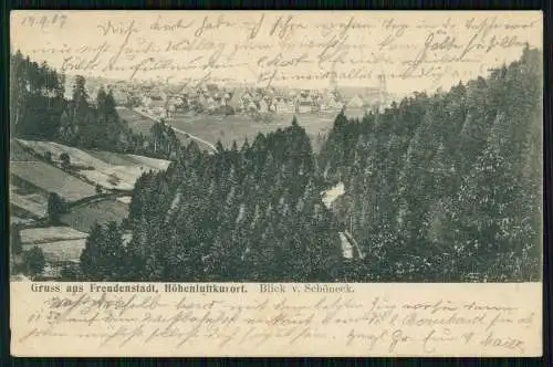 AK Freudenstadt im Schwarzwald, Blick vom Schöneck 1907 gelaufen