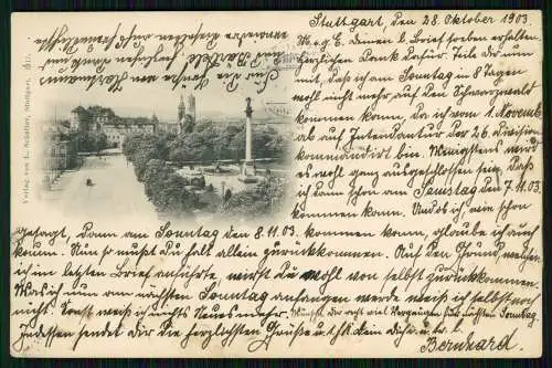 2x AK Stuttgart Blick Schlossplatz versendet 1903 nach A. Salomon Graal-Müritz