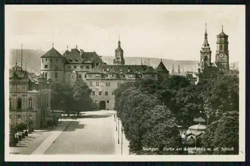 Foto AK Stuttgart Blick zum Schlossplatz mit altem Schloss echt Fotografie 1935