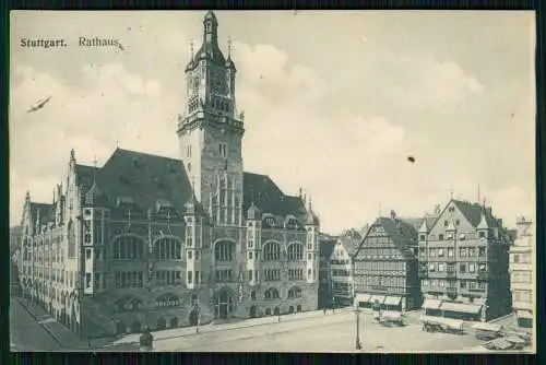 AK Stuttgart Blick auf das Rathaus 1912 gelaufen