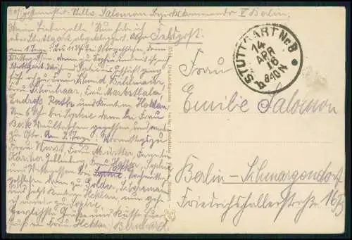 AK Stuttgart Württ. Regiment erobert französische Geschütze am Schloss 1916 gel.