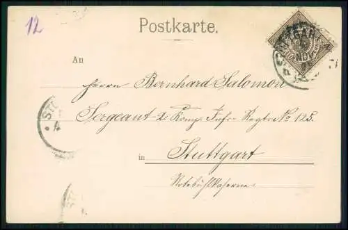 AK Stuttgart in Baden Württemberg, Gerok Denkmal 1899 gelaufen