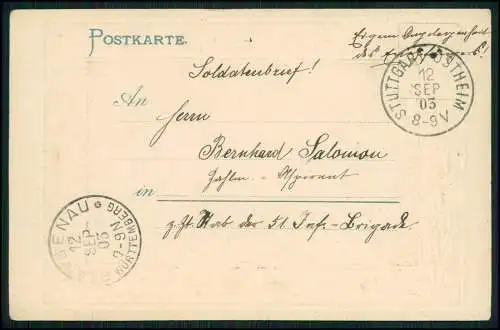 AK Präge Passepartout Stuttgart Partie am Anlagensee 1903 gelaufen