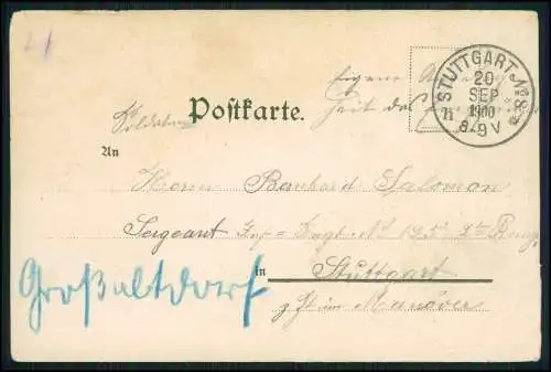AK Litho Stuttgart Eberhardsgruppe Wilhelma Schloss Rosenstein Trachtenpaar 1900