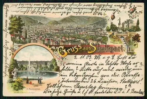 AK Litho Stuttgart in Baden-Württemberg Gesamtansicht Residenzschloss 1903 gel.