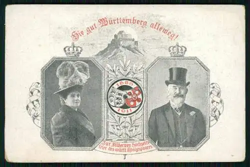 AK Silberhochzeit des Württembergischen Königspaares König 1886-1911 Ganzsache