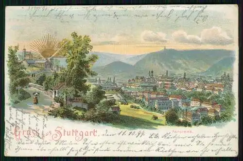 AK Litho Stuttgart in Württemberg Gesamtansicht Panorama 1899 gelaufen