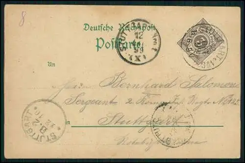 AK Litho Stuttgart in Württemberg Gesamtansicht Panorama 1899 gelaufen