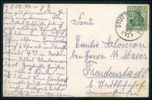 AK Stuttgart Partie am Königsbau Hauptpost, Straßenbahn Linie 2 gelaufen 1908