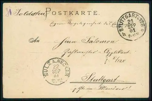 AK Präge Passepartout Wappen Stuttgart Altes Schloss mit Schlossplatz 1901 gel.
